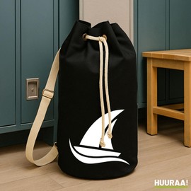 Huuraa Seesack Segeln Segelboot Geschenk 20 Liter Black Baumwolle Segeln Geschenkidee