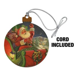 GRAPHICS & MORE Christmas Holiday Santa Merry Sleigh Ride Wood Christmas Tree Holiday Ornament