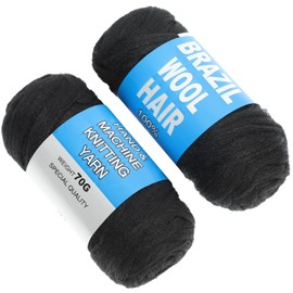Brazilian Wool Hair for Braids 100% Brazilian Wool Hair Acrylic Yarn for African Braids/Spring Twist/Faux Locs/Wraps with Crochet Hook