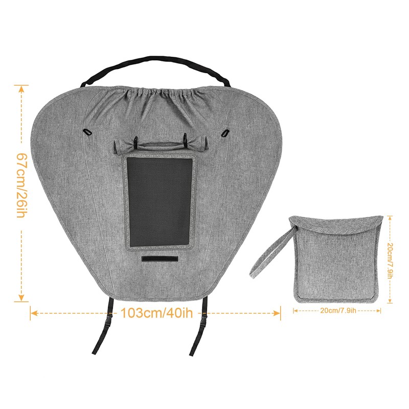 CaiTang Awning Pram, Awning Pram with Viewing Window, Adjustable Sun