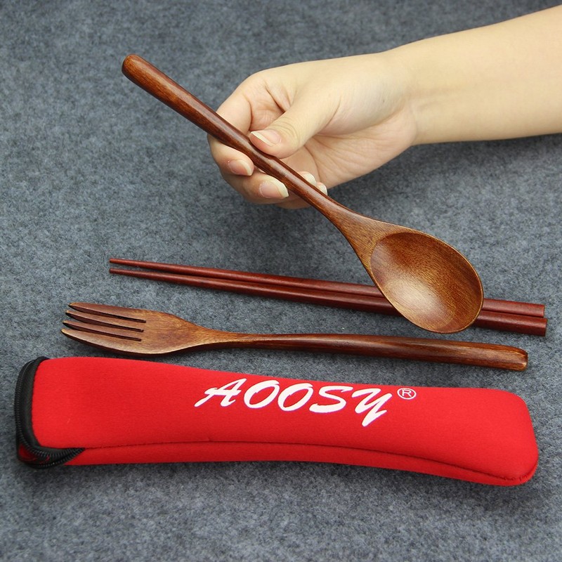 AOOSY カトラリー スプーン フォーク 箸 箸袋4点セット 通勤用食器セット 弁当用 携帯便利 学生用
