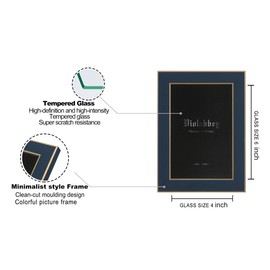 VIOLABBEY 4x6 Picture Frames Navy Blue Set of 2, Modern Style 4 by 6 Photo Frame, High Definition Tempered Real Glass, Wall or Tabletop Display