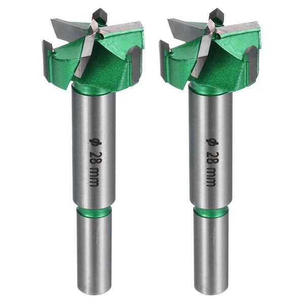 HARFINGTON 2pcs Forstner Drill Bits 1-3/32" (28mm) Carbide Upgraded 3