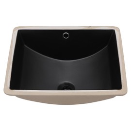 Lordear Undermount Bathroom Sink 18x14 Inch Black Rectangle Porcelain Ceramic Bathroom Sinks Deep Basin with Overflow Lavatory Vanity Sink Mounted Under