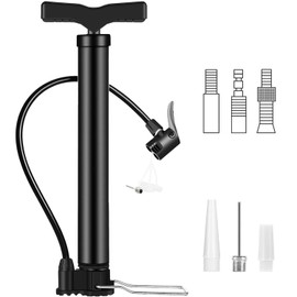 Bike Pump Multifunction Portable Bicycle Tire Floor Pump Mini Bicycle Air Inflator 120PSI T-Handle for Reversible Presta & Schrader Valves (Black)
