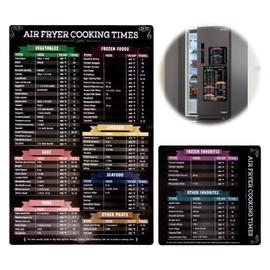 Pack of 2 Airfryer Accessories, Magnetic Airfryer Guide with Temperature, Duration & Quantity, Hot Air Fryer Accessories - Air Fryer Recipe Book for Hot Air Fryer List with 86 Foods in 9 Categories