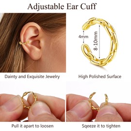 YADOCA 22Pcs Adjustable Ear Cuffs for Women Ear Cuff Earrings Non Piercing Ear Cuff Set Cartilage Helix Clip On Wrap Earring Set Non-Pierced Cuff Earrings For Women Girls Silver/Gold/Rose gold/Black