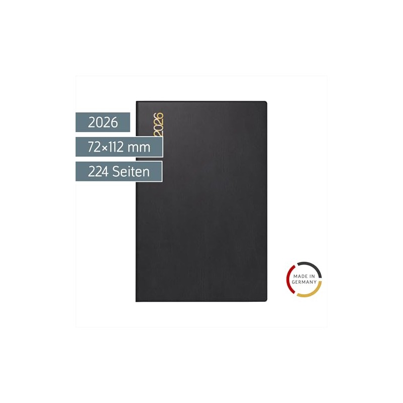 rido/idé Taschenkalender Mod. partner/Industrie I 2026 | A7, Kunststoff, schwarz