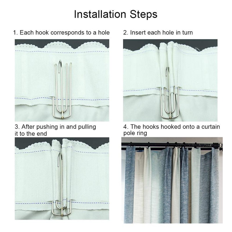 IPEAK Metal Curtain Hooks Pinch Pleat Header Tape Pins Heavy