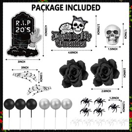 Rip Twenties - Decoración para tartas con purpurina negra de la muerte a mis veinte años