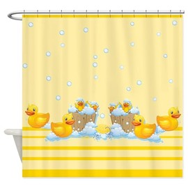 CafePress Rubber Duckies Yellow Decorative Fabric Shower Curtain