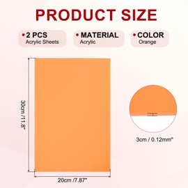 sourcing map 2 Pcs Acrylic Sheets Plastic Sheets, 1/8" (3mm) Thick 8x12 Inch Cast Engraving Panel Transparent Plastic Acrylic Board for Laser Cutting Ornaments Tags, Orange