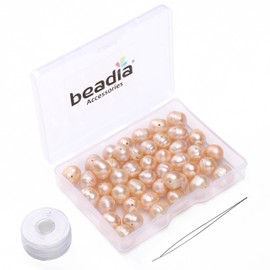 BEADIA Natural Pearl Beads Potato 8-9mm Pink Freshwater Cultured Loose Gemstone Beads for DIY Jewelry Making 13.8''/Strand HQ