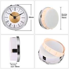 Hicarer 3-1/8 Inch (80 mm) Clock Insert with Roman Numeral, Quartz Movement, Silver Trim