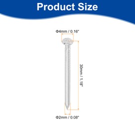 uxcell 25Pcs Small Hardware Nails, 3D x 1-1/4" 304 Stainless Steel Round Head Nail Common Finishing Nail for Household Woodworking Picture Hanging DIY Projects, White