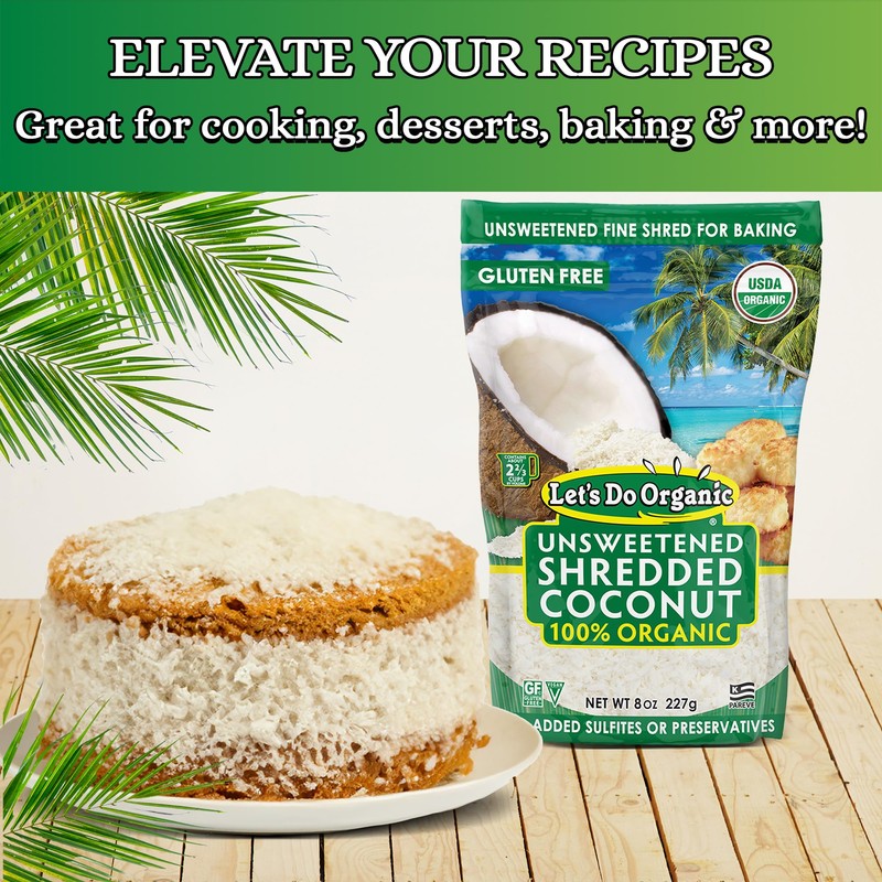 Let's Do Organic Unsweetened Shredded Coconut - Coconut Shreds, Great