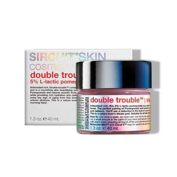 Sircuit Skin DOUBLE TROUBLE - Peel Off Mask with 5% L-Lactic, Pomegrante + Acai Peel - Hydrating Facial Mask Promotes Radiant Skin (1.3 oz)