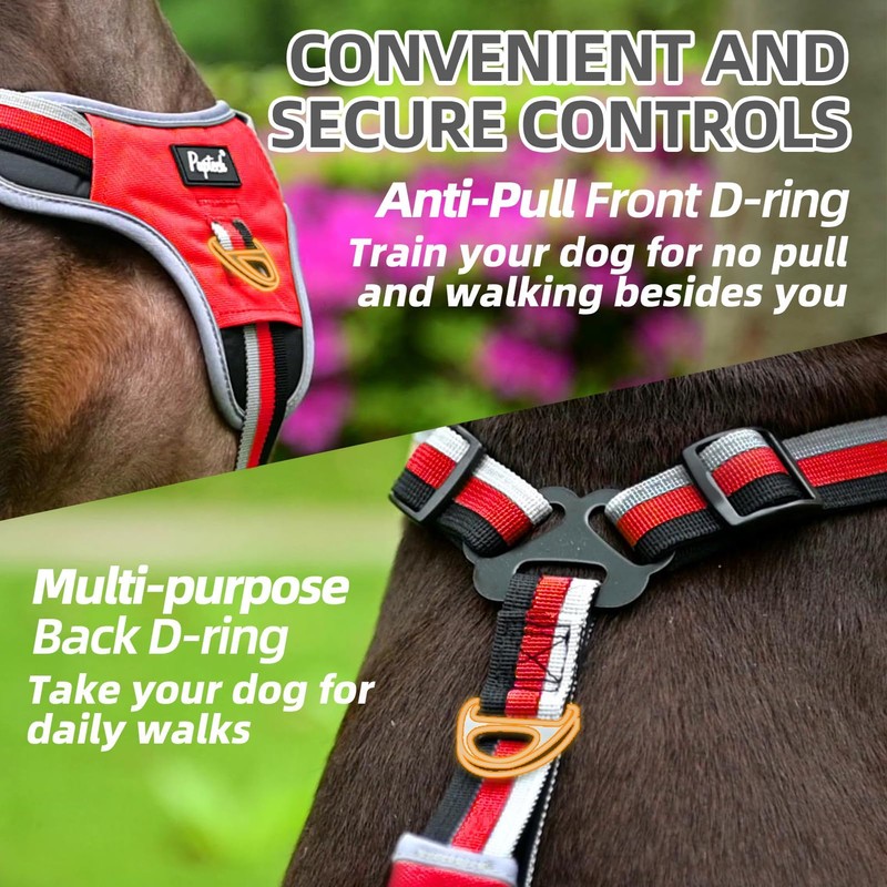 PUPTECK Escape Proof Dog Harness with Padded Handle, No Pull