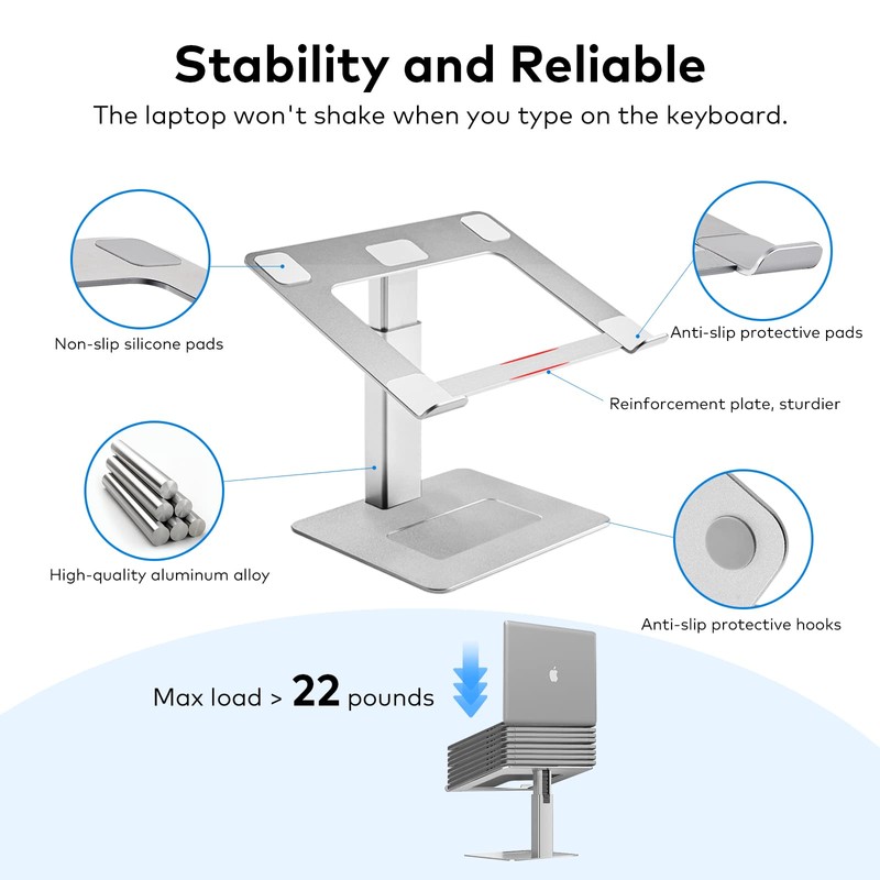 VECOFO Laptop Stand for Desk, Ergonomic Aluminum Laptop Stand Adjustable