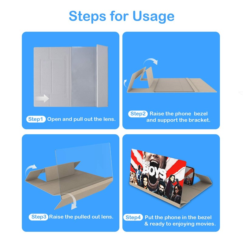 ORETECH Phone Screen Magnifier, 12" 3D Foldable Smart Phone Screen