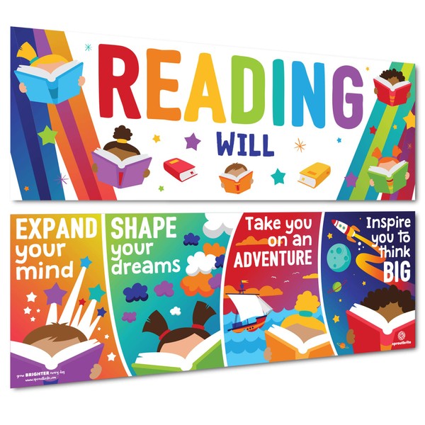 Sproutbrite Classroom Decorations - Reading Banner and Poster for Teachers