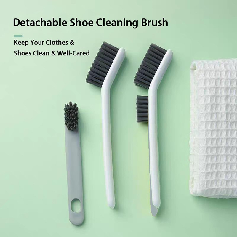 2-in-1 Detachable Shoe Cleaning Brush, Anti-Slip Long Handle Design, Multi-Purpose