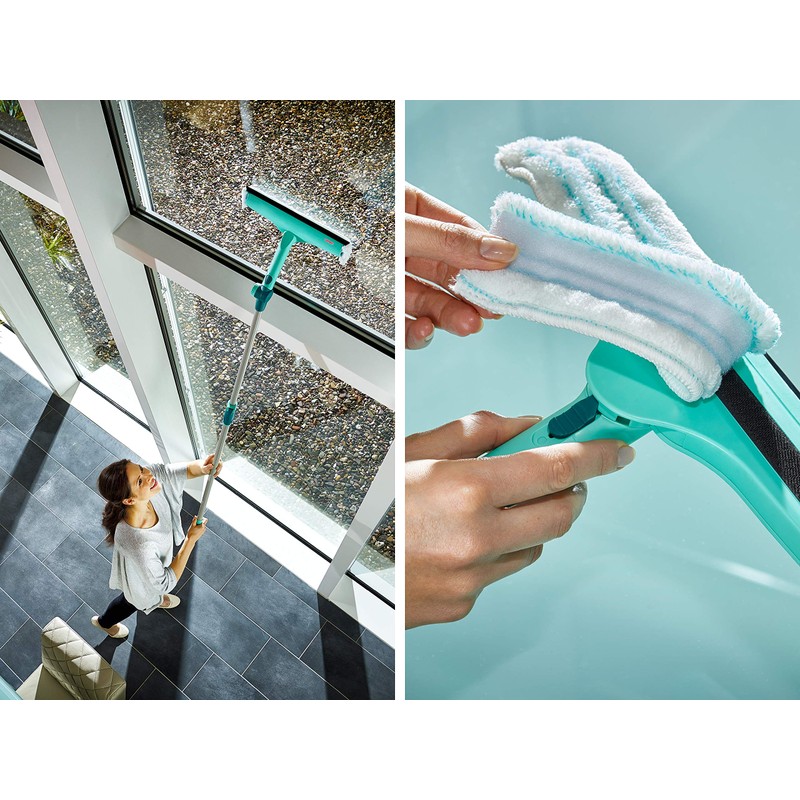 Leifheit Fensterwischer Window und Frame Cleaner L mit Rundum-Bezug, Fensterreiniger