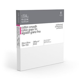 Winsor & Newton 6205021 Professional Stretcher Frame Fine Grain Canvas with 280 g/m² 100% Cotton Triple Primed for Watercolour, Oil Paints, Acrylic Paints - 20 x 20 cm