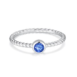 IOHUPCI 925 Sterling Silver Stackable Birthstone Rings for Women Teen Colorful Cubic Zirconia Mothers Daughter Jewelry Gift Simple Promise Ring for Her (March, 5)