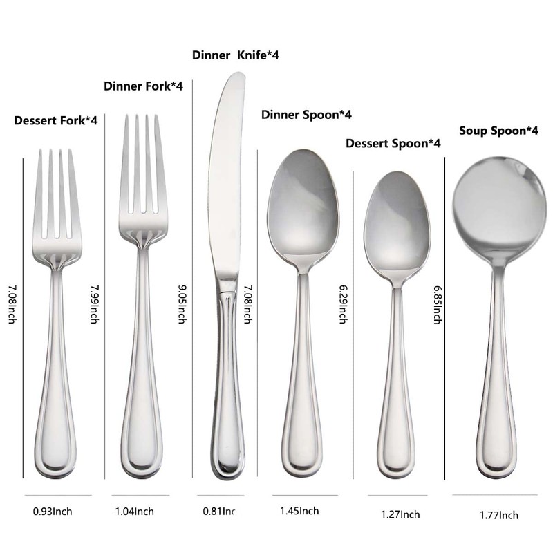 faderic Silverware set, Stainless Steel Flatware Cutlery Set 24 Pieces