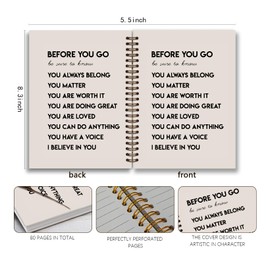 Dejfel Before You Go Inspirational Notebook, Affirmation Journal,Motivational Notebooks, Positive Affirmation Gifts,Daily Affirmation for Women,Inspirational Gifts,Spiral Notebook 5.5x8.3