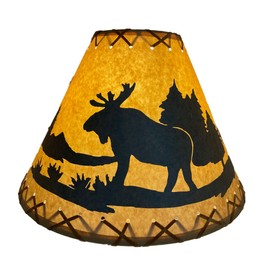 Rustic Oiled Kraft Laced Moose Lamp Shade - 14"