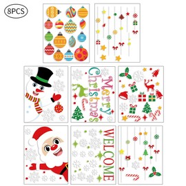 150 PCS Christmas Window Clings Santa Claus Snowman Decals for Christmas Party Decorations