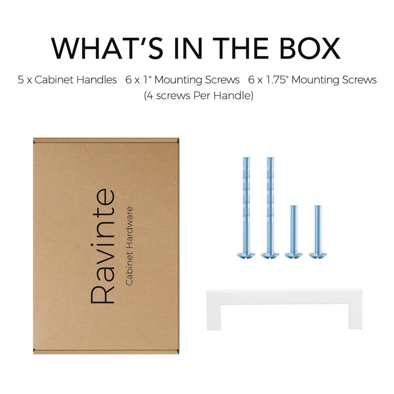 Ravinte 5 Pack 5 Inch Square Cabinet Handles - White