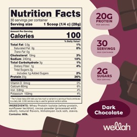 Wellah Wellah Protein Your Whey (30 Servings, Dark Chocolate) - Whey Protein Isolate Protein