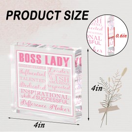 Boss Lady Gifts for Women, Office Desk Decorations Plaque Sign, Inspirational Quotes Office Gifts for Leader, Pink Acrylic Boss Lady Office Decor,Birthday Christmas Appreciation Keepsake(Pink)