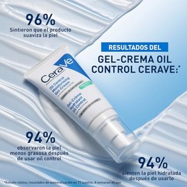 CeraVe Oil Control Gel-Crema Hidratante I Control de Brillo  Hidratacin Facial I Formula Ultra-Ligera Para Piel Mixta a Grasa I 52ml                  