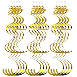 Kkuadcehi 24 Pieces Party Decorations, Gold Hanging Swirl Decorations, Golden Plastic Streamers for Wedding, Birthday, Graduation, Christmas, Valentine's Day, and New Year, Decorations