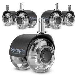 Sytopia Set of 5 Wheels for Office Chairs, Perfect Quiet Rubber Castors for Office Chairs, Wheels for Hard Floors, Parquet Floors (Grey, Not for 1KEA)