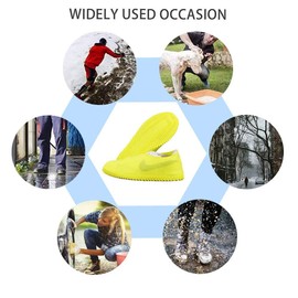 VBoo - Fundas impermeables para zapatos, antideslizantes, resistentes al agua, funda de goma de silicona, protectores de ciclismo para exteriores, para hombres, mujeres, niños (S, negro)