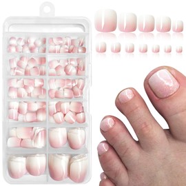 Loveourhome 240pc Ombre Press on Toenails Women Fake Toenails Press on Toe Nails Glue on Toenails Ombre Acrylic Toe Press on Nails Short Square False Toenails Artificial Toe Nails Stick on Toenails