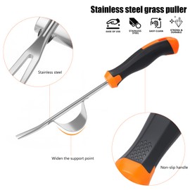 RiuCrepian Stainless Steel Weed Cutter with Handle, Weed Remover, Garden Tool, Weed Weeder Hand Root Weeder, Weed Fork for Garden Digging for Garden Weeding, Transplanting, Uprooting