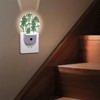 Chrobak Round LED Night Light,Green Leaves Palm Trees LED Night