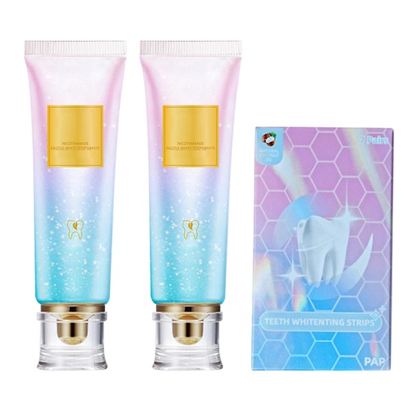 Xdealcozyxc 2PCS Niacinamide Whitening Toothpaste with 7 Pair Teeth Whitening