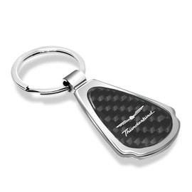 iPick Image for - Ford Thunderbird Real Black Carbon Fiber Chrome Metal Teardrop Key Chain