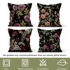Black Gothic Floral Throw Pillow Covers, Purples Flower Dark Decorative