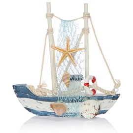 com-four® Maritime Decorative Sailing Ship Boat in Distressed Look Wooden Ship for Decoration Nautical Decoration