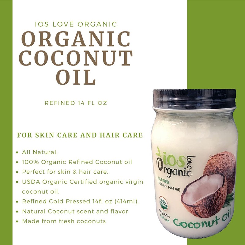 IOS love Organic Virgin Coconut Oil, Cold-Pressed - Natural Hair