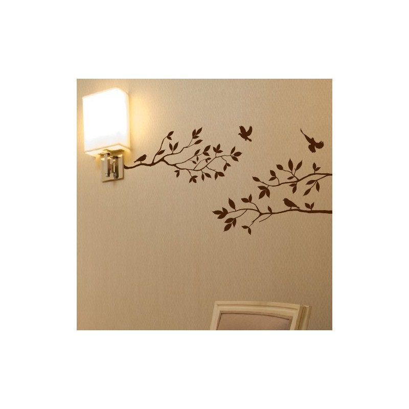 Tree Branches Wall Decal with Birds Vinyl Sticker Nursery Leaves