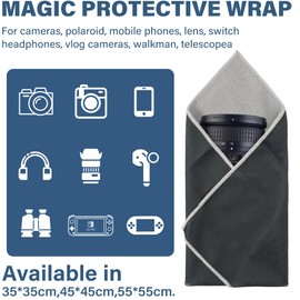 Walking Way Protective Wrap, Self-Adhesive Magic Cloth Camera Wrap, Storage Cloth, Anti-Scratch, Dustproof, Washable Lens Pouch for DSLR, Smartphones, Laptops, Cosmetic (Dark Grey, 17.71 inch)